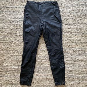 Bespoke genuine black leather high waisted pants